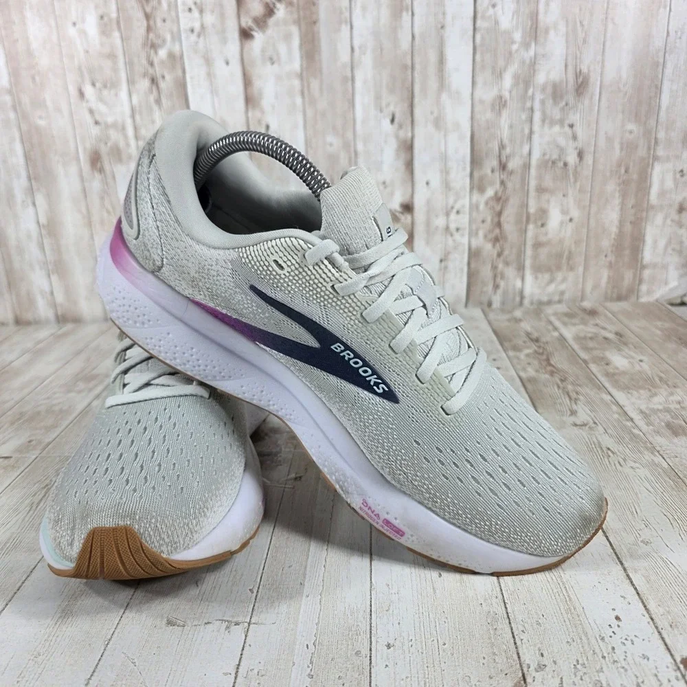 Brooks Ghost 15 Women's Running Shoes Light Grey Purple Aqua Size 11 Medium